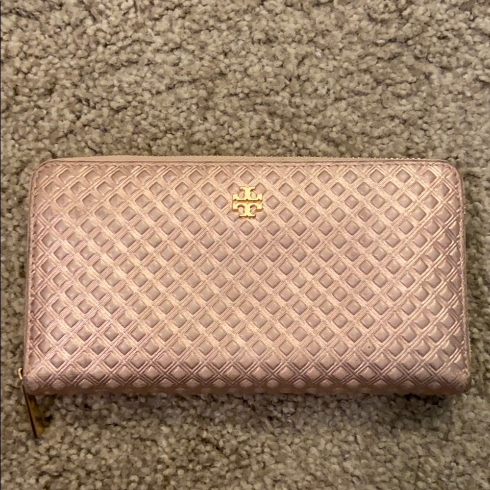 Tory Burch Rose Gold Zipper Wallet